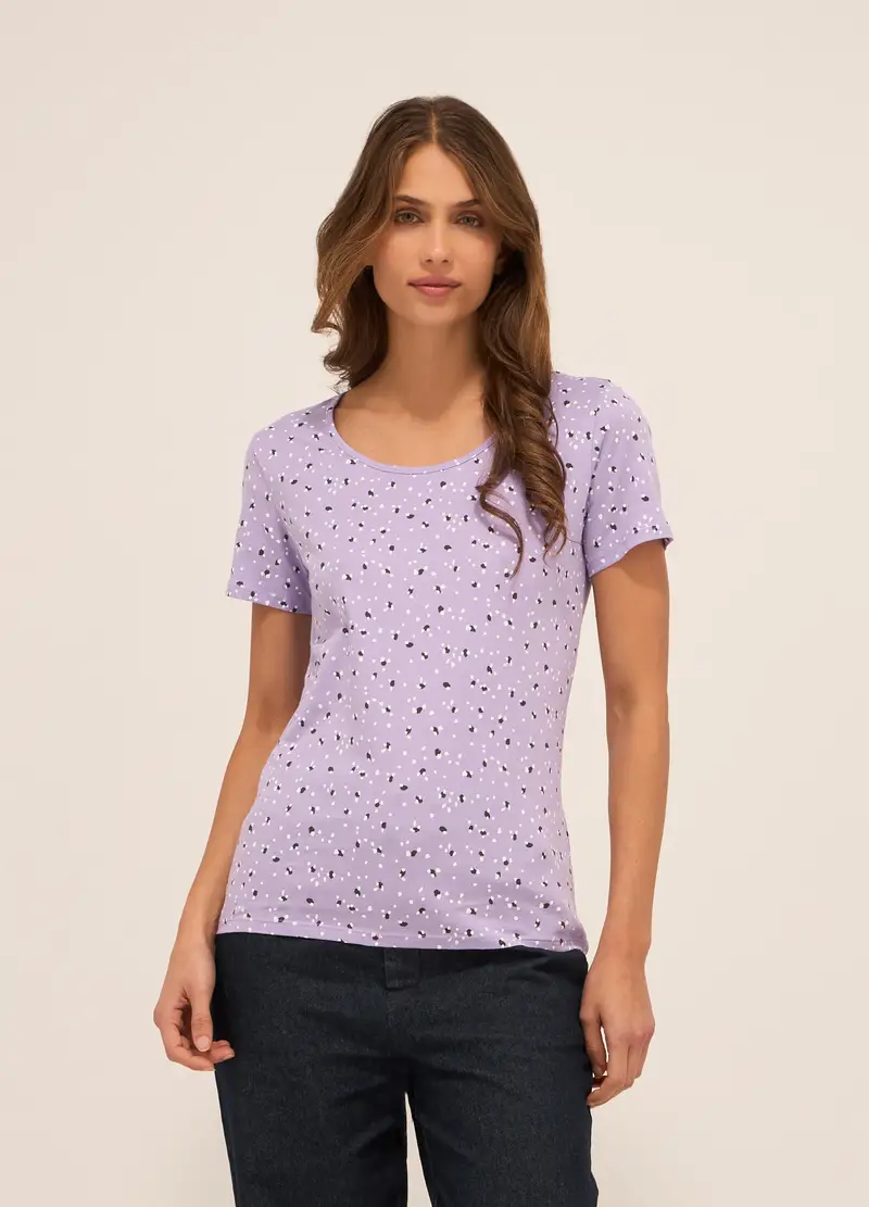 T-shirt In Puro Cotone Donna, Viola lilla
