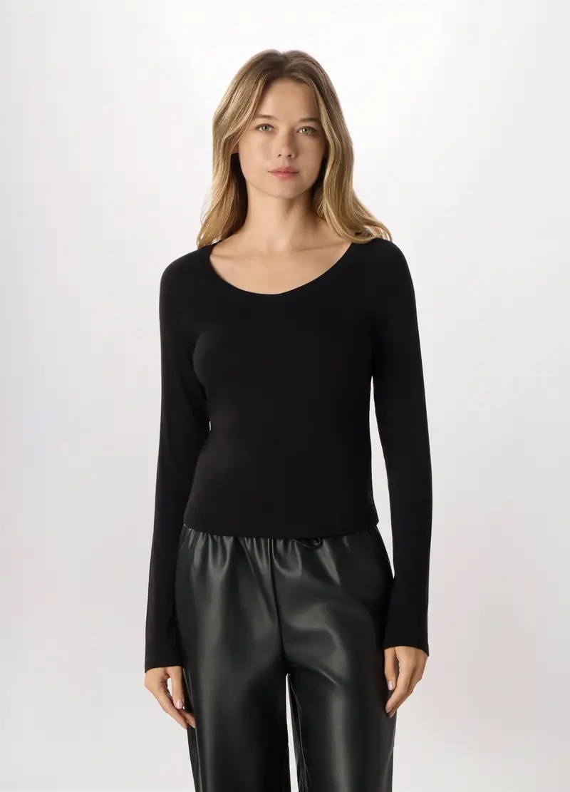 T-shirt In Viscosa Stretch Holistic Donna Fitness, Nero