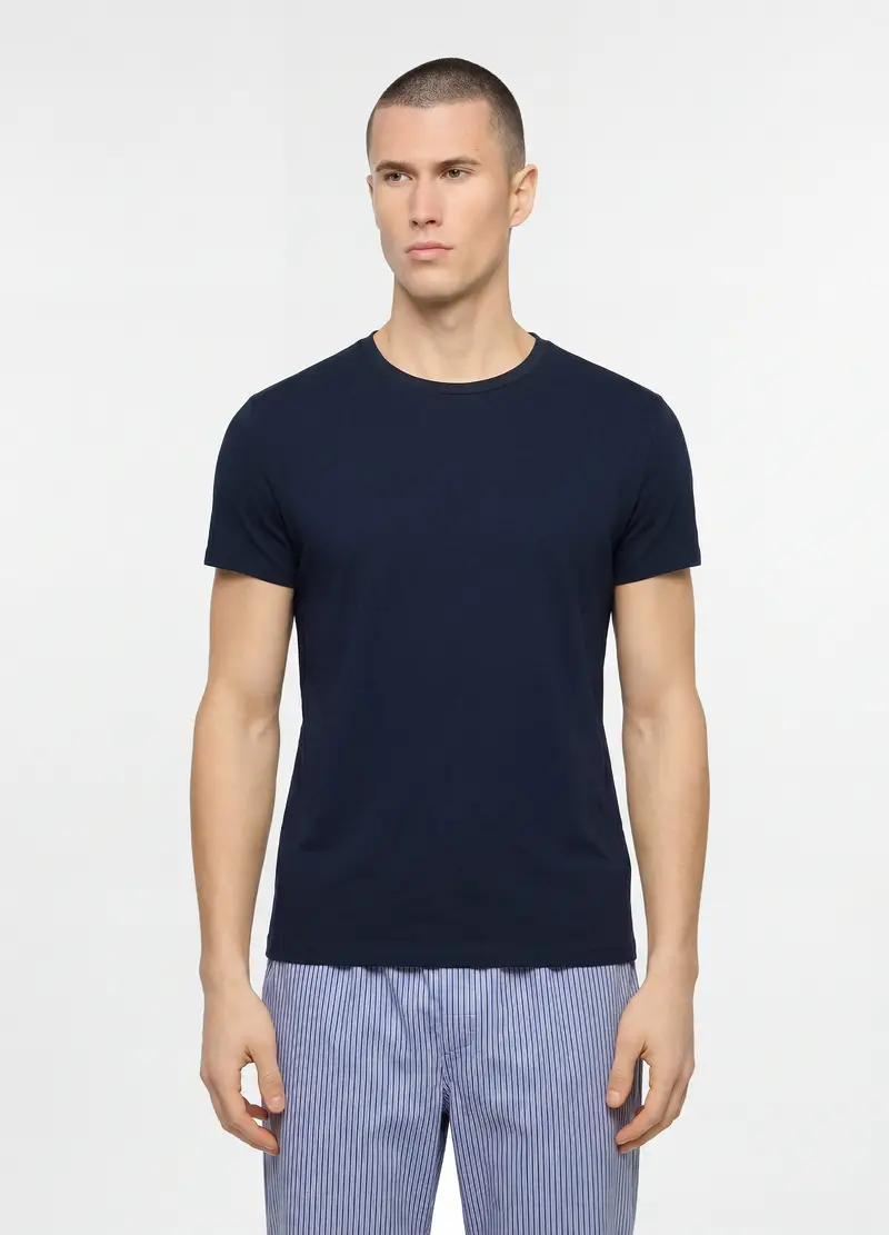 T-shirt Intima Girocollo In Jersey Uomo, Blu navy