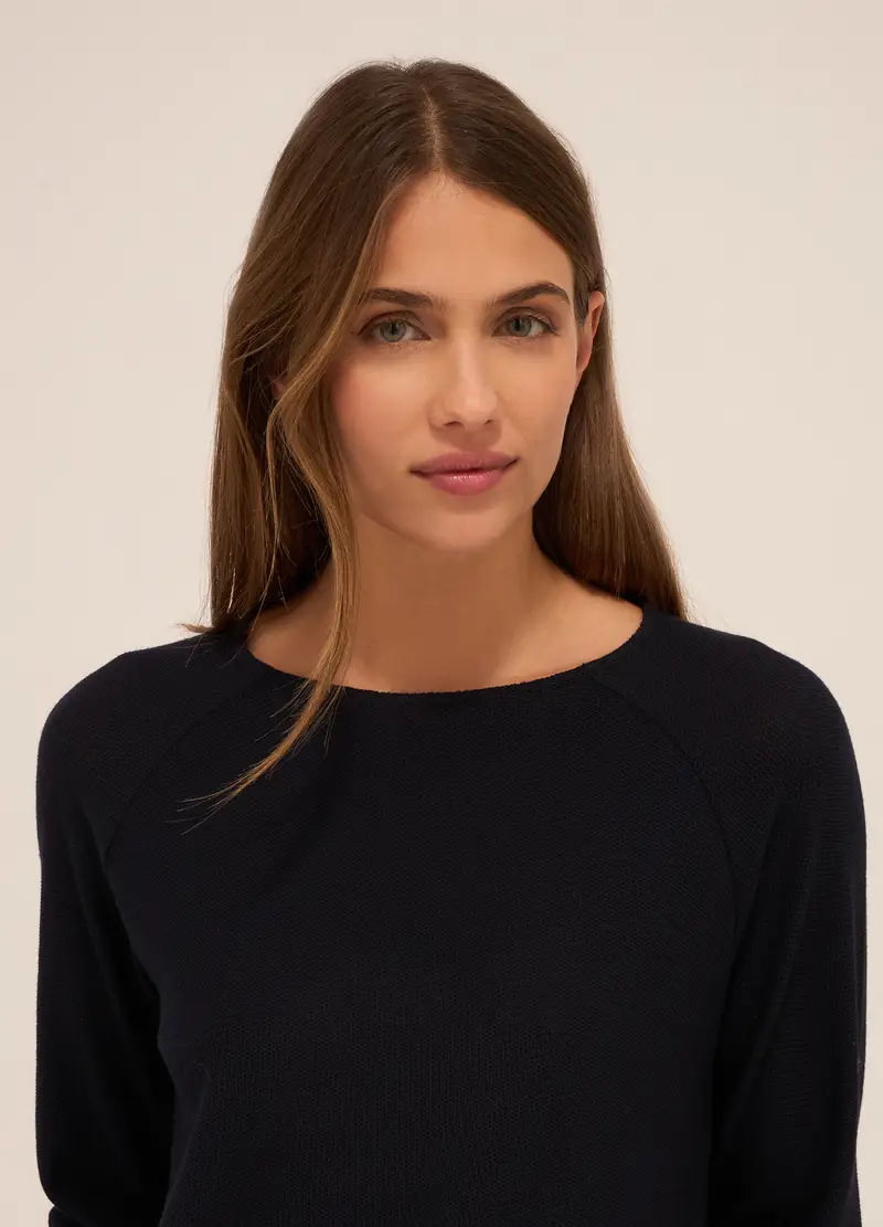 T-shirt Misto Viscosa Donna, Blu navy miniatura 3