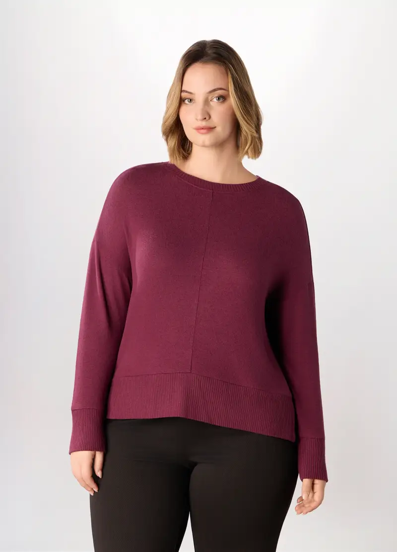 T-shirt Misto Viscosa Donna Curvy, Rosso scuro