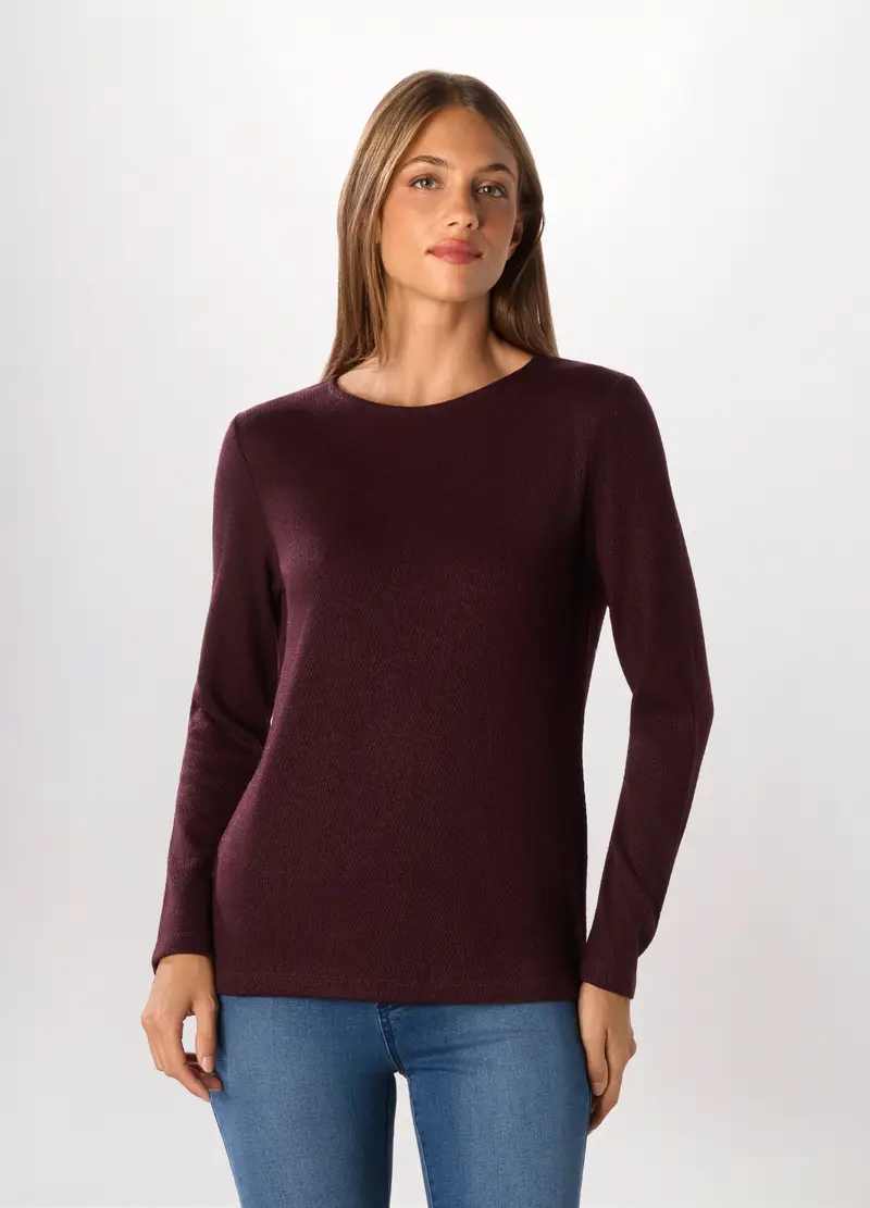 T-shirt Misto Viscosa Donna, Rosso scuro