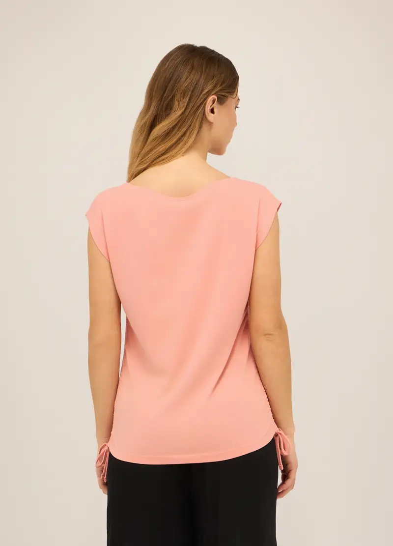 T-shirt Smanicata In Cotone Stretch Donna, Rosa chiaro miniatura 2