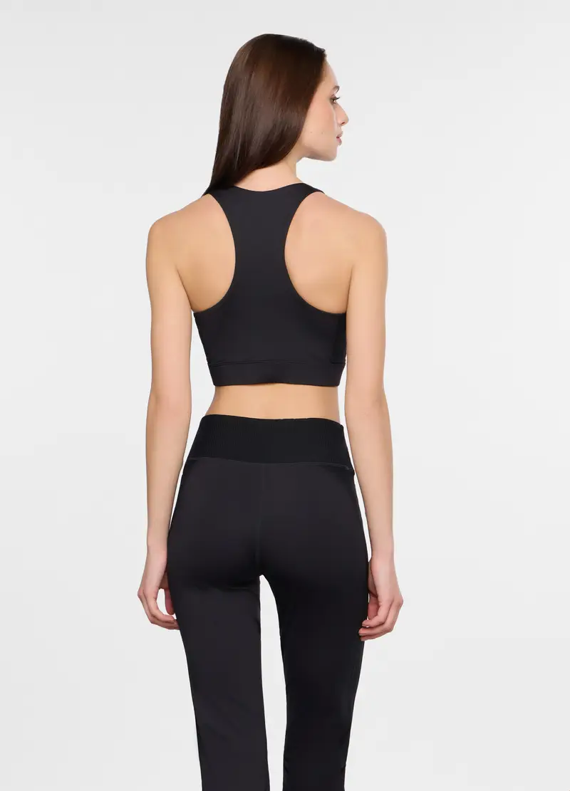 Top Fitted In Interlock Stretch Donna, Nero miniatura 2