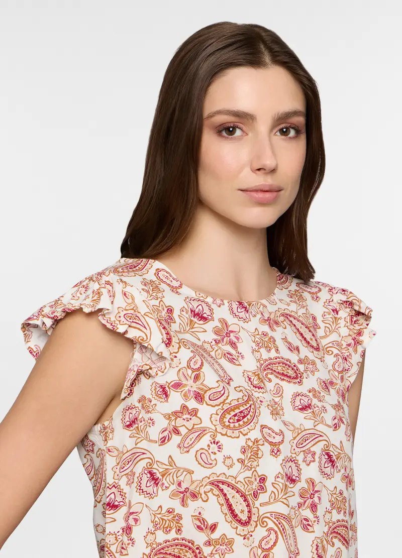 Top Girocollo Donna, Bianco miniatura 3