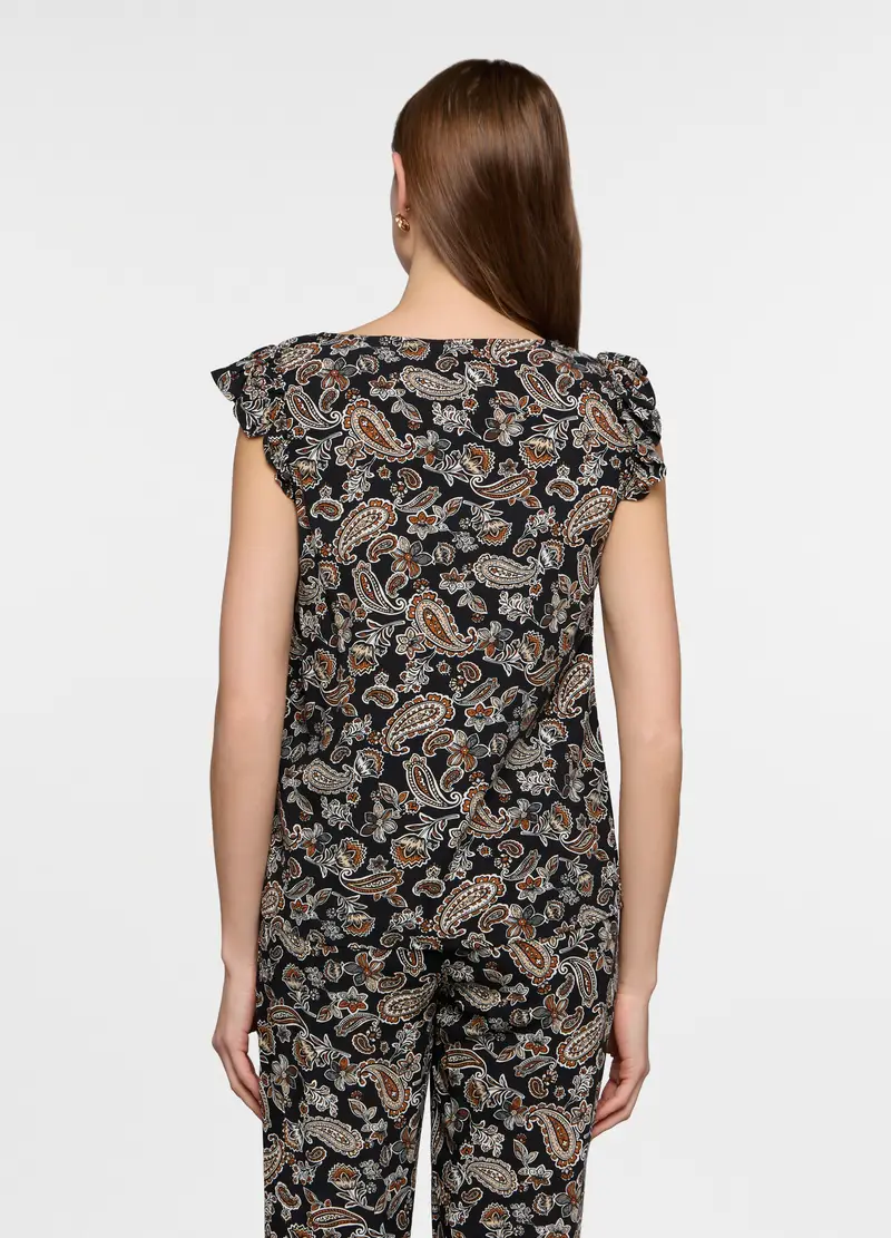 Top Girocollo Donna, Nero stampa 1 miniatura 2