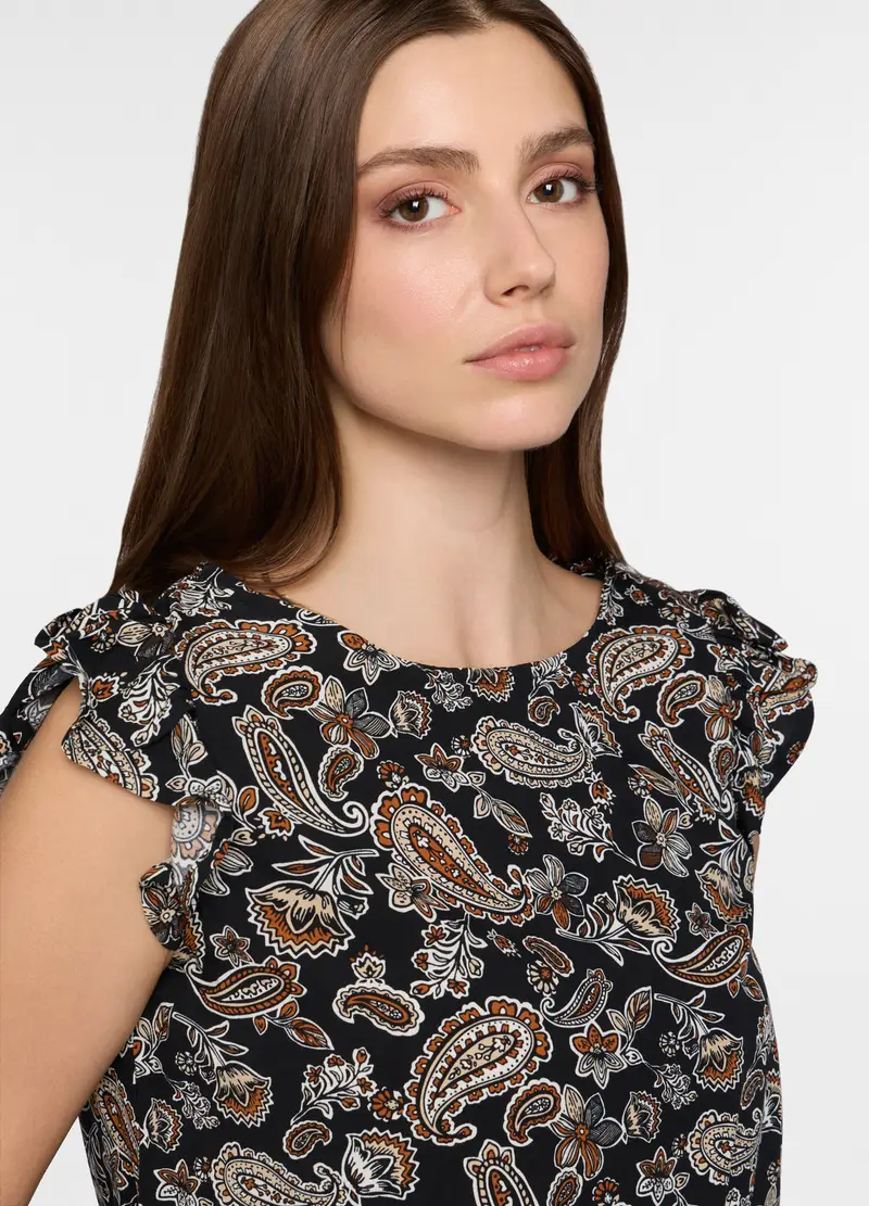 Top Girocollo Donna, Nero stampa 1 miniatura 3