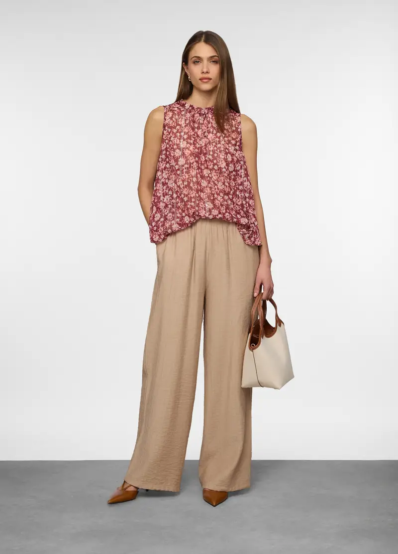 Top Girocollo Donna, Rosso scuro