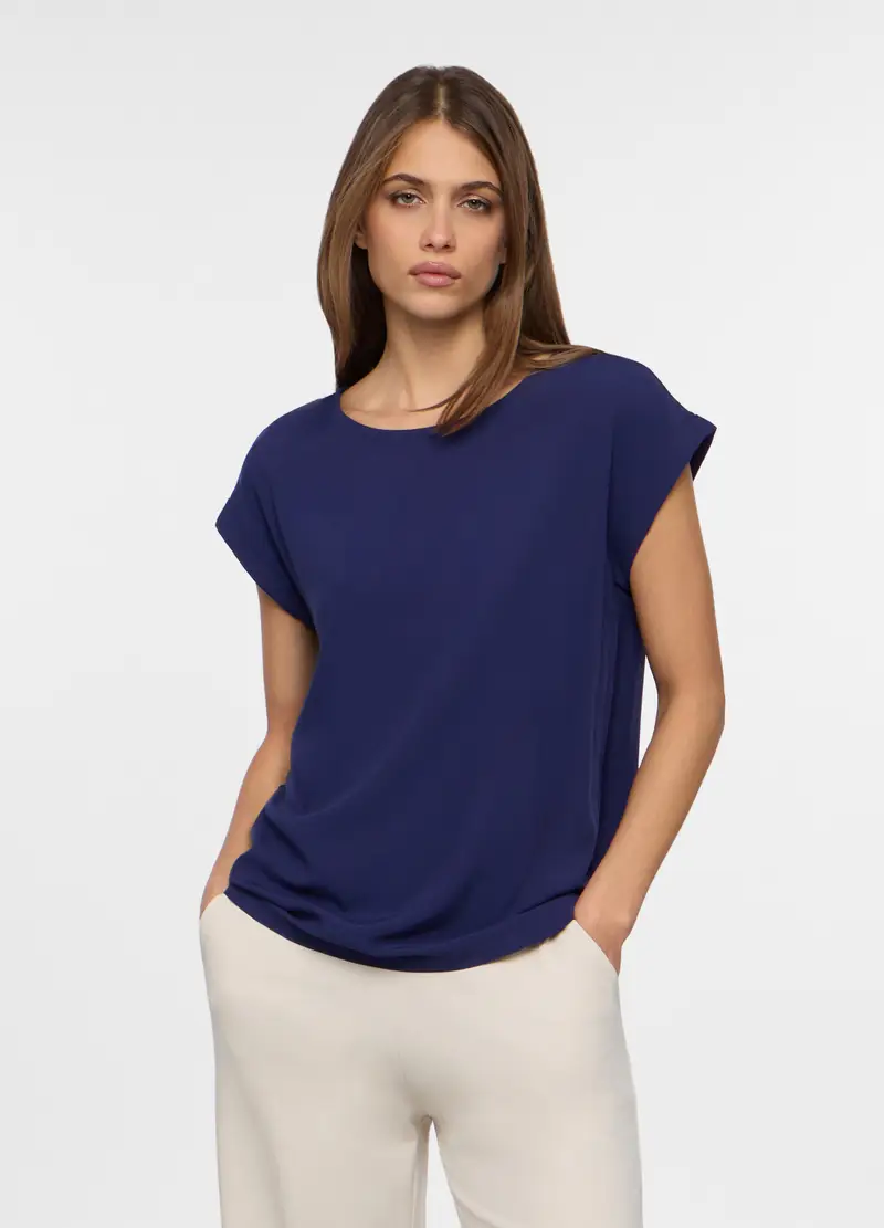 Top In Pura Viscosa Donna, Blu Bluette