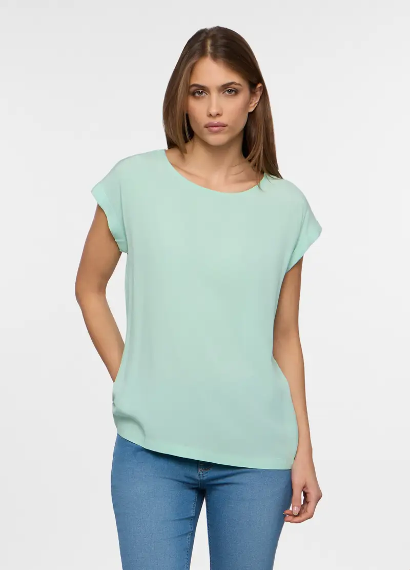 Top In Pura Viscosa Donna, Verde acqua