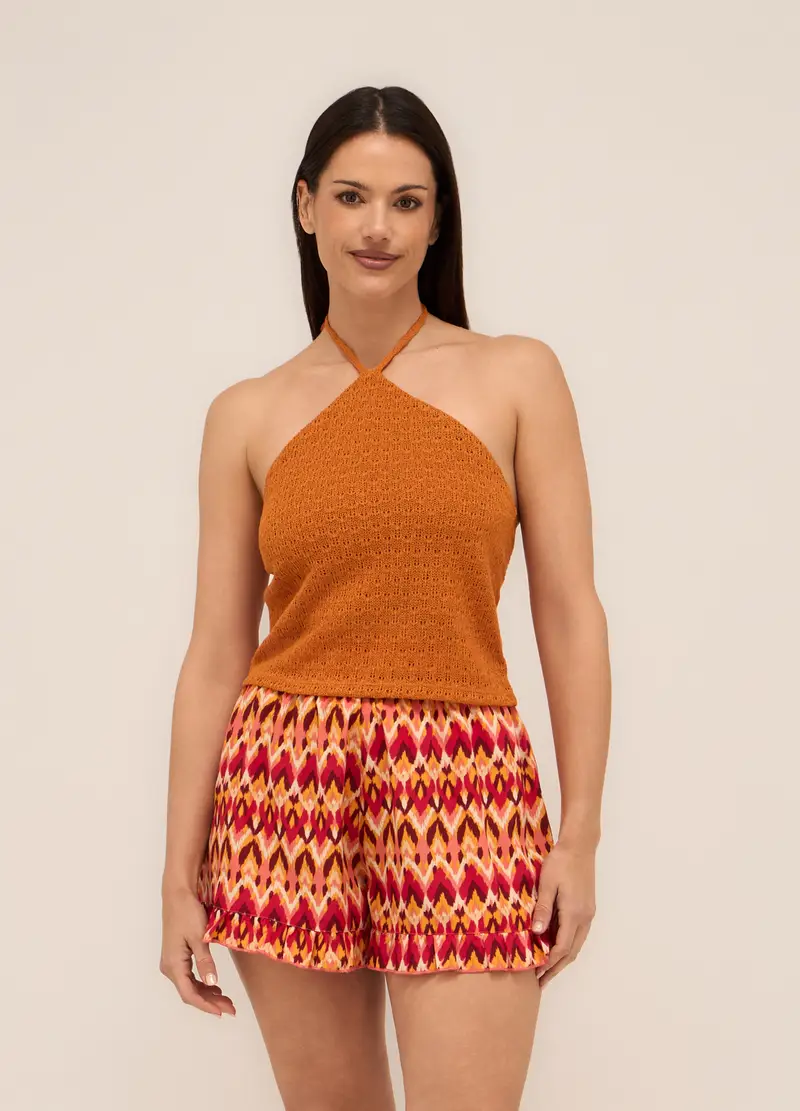 Top Misto Viscosa Donna, Arancione papaya