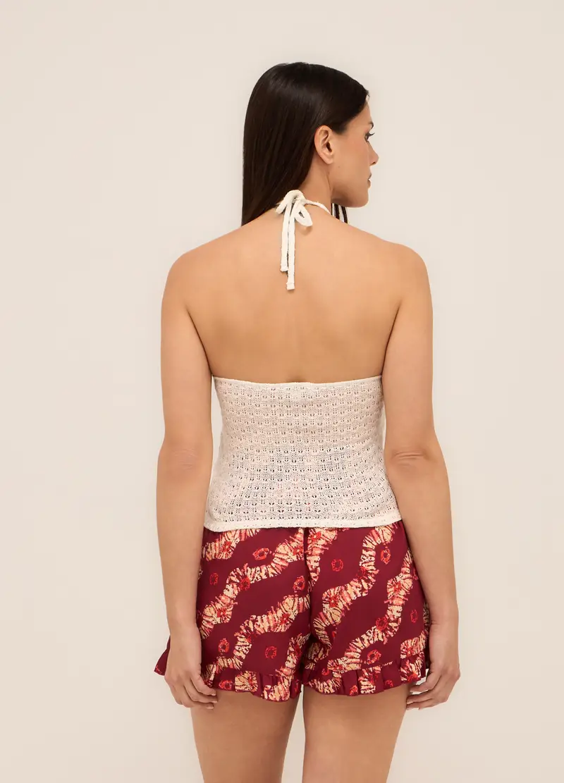 Top Misto Viscosa Donna, Bianco gesso miniatura 2