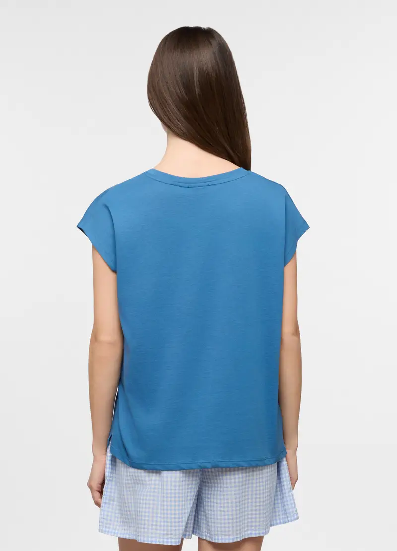 Top Pigiama Corto Donna, Blu Bluette miniatura 2