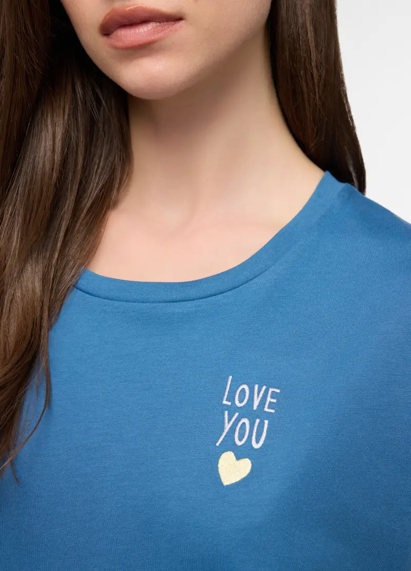 Top Pigiama Corto Donna, Blu Bluette miniatura 3