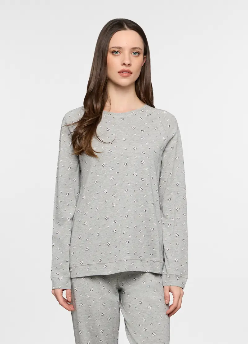 Top Pigiama Girocollo Donna, Grigio scuro