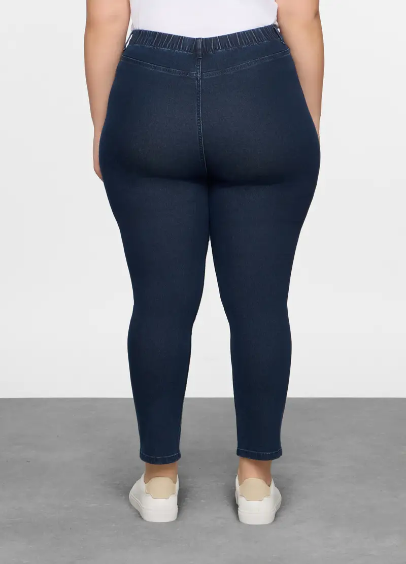 Treggings Fit Slim In Denim Stretch Donna Curvy, Blu miniatura 3