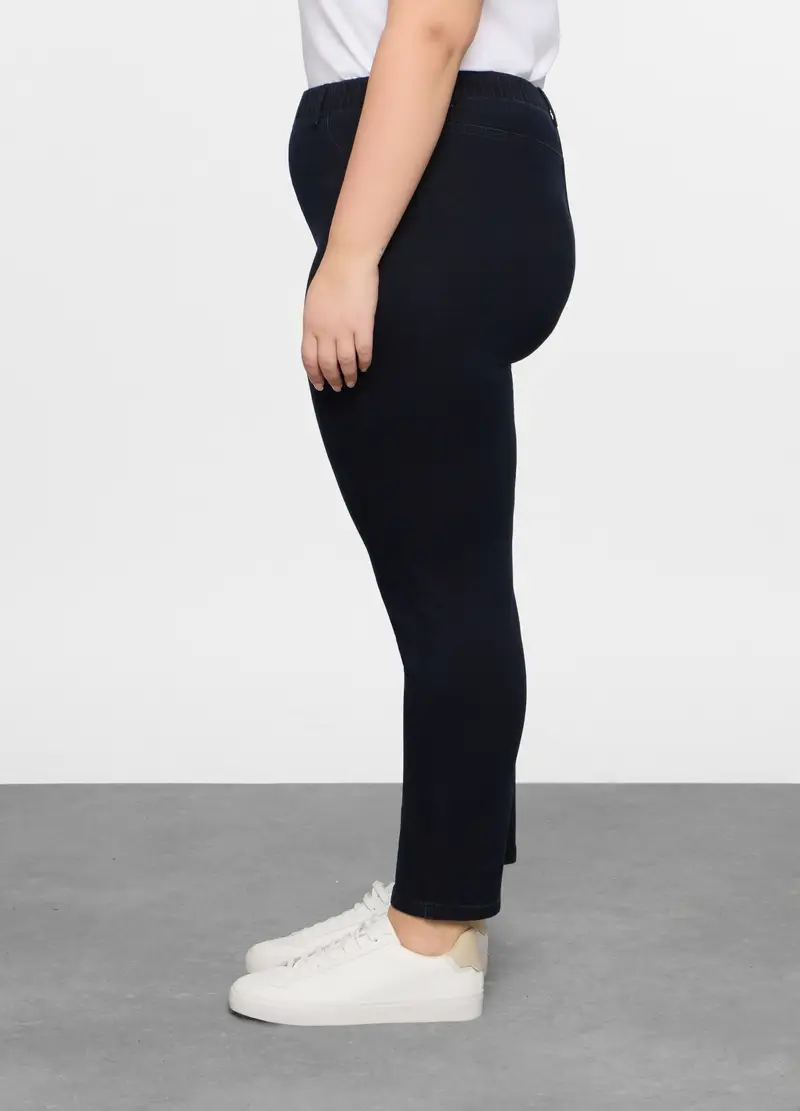 Treggings Fit Slim In Denim Stretch Donna Curvy, Blu denim miniatura 2