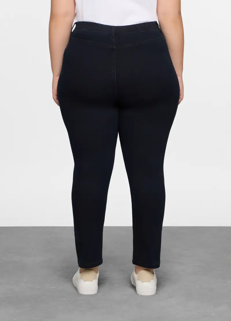 Treggings Fit Slim In Denim Stretch Donna Curvy, Blu denim miniatura 3