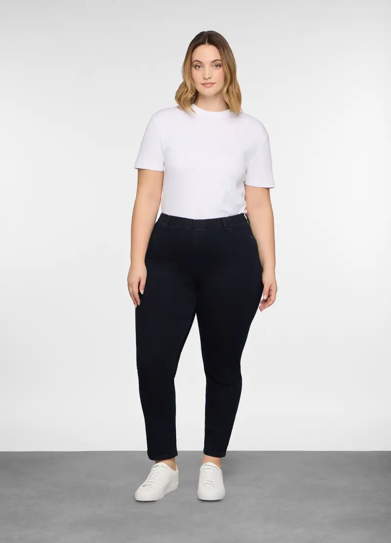 Treggings Fit Slim In Denim Stretch Donna Curvy, Blu denim