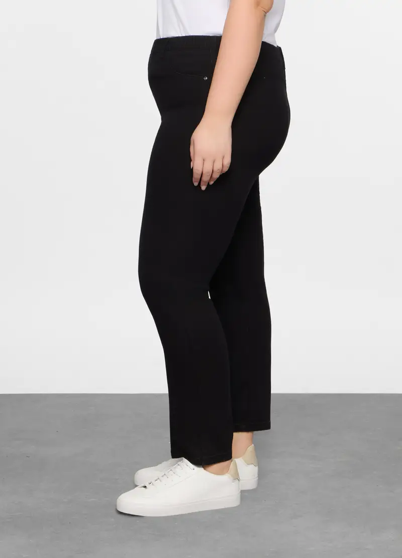 Treggings Fit Slim In Denim Stretch Donna Curvy, Nero miniatura 2