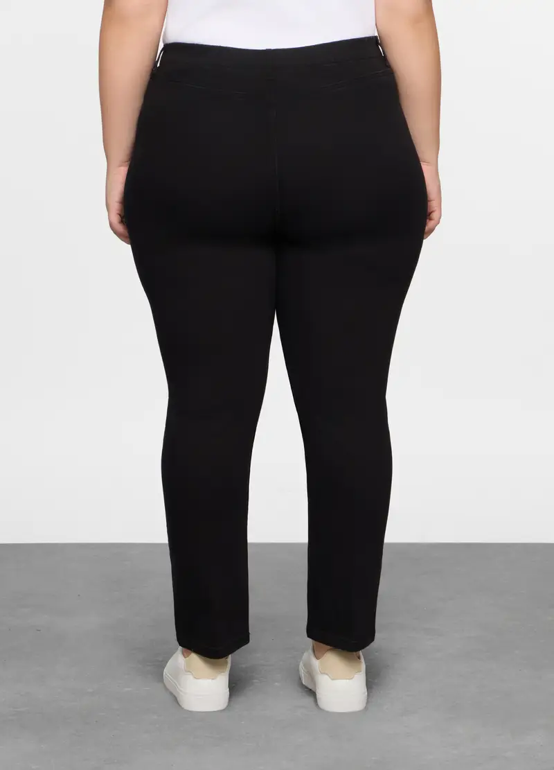 Treggings Fit Slim In Denim Stretch Donna Curvy, Nero miniatura 3