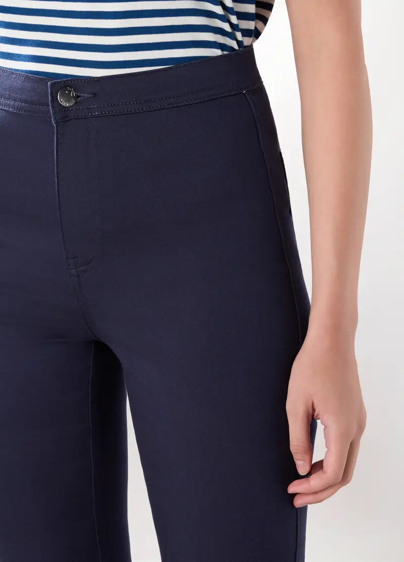 Treggings In Cotone Stretch Donna, Blu navy miniatura 3