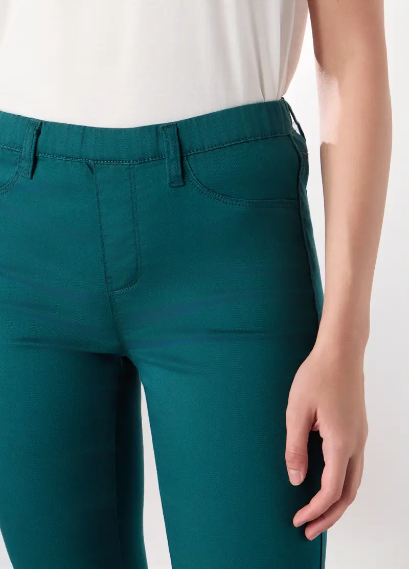 Treggings In Cotone Stretch Donna, Blu petrolio miniatura 3