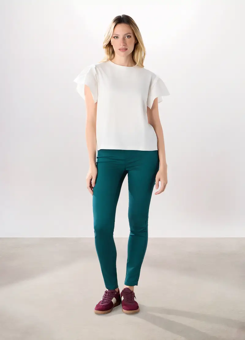 Treggings In Cotone Stretch Donna, Blu petrolio