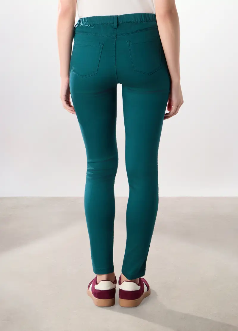 Treggings In Cotone Stretch Donna, Blu petrolio miniatura 2