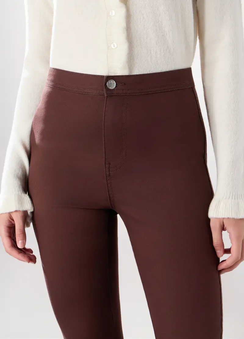 Treggings In Cotone Stretch Donna, Rosso bordeaux miniatura 3