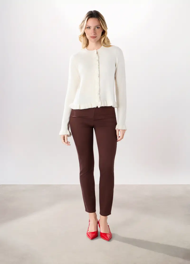 Treggings In Cotone Stretch Donna, Rosso bordeaux