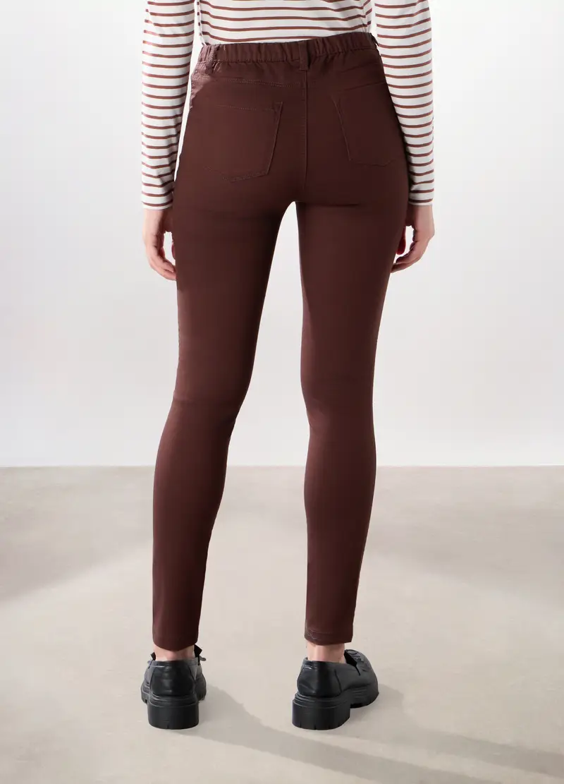 Treggings In Cotone Stretch Donna, Rosso bordeaux miniatura 2