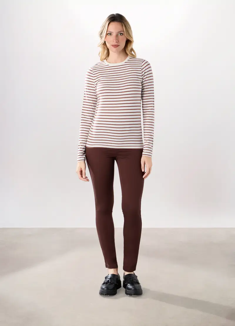 Treggings In Cotone Stretch Donna, Rosso bordeaux