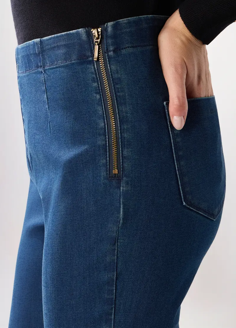 Treggings In Denim Stretch Donna, Blu scuro miniatura 3