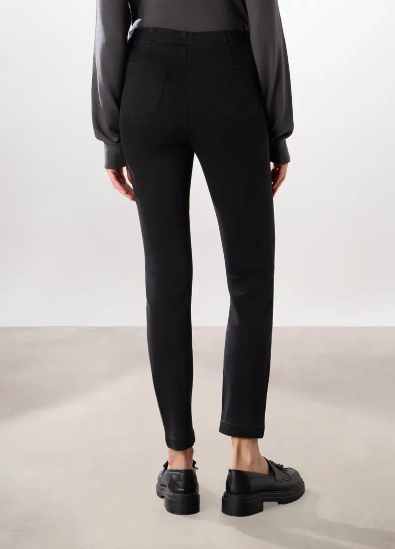 Treggings In Denim Stretch Donna, Nero miniatura 2