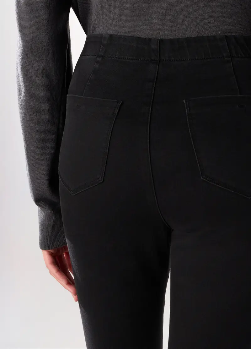 Treggings In Denim Stretch Donna, Nero miniatura 3