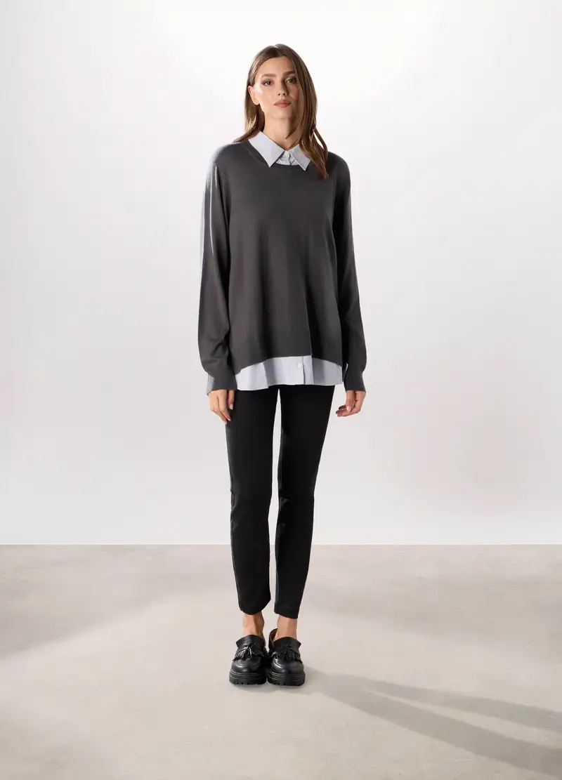 Treggings In Denim Stretch Donna, Nero