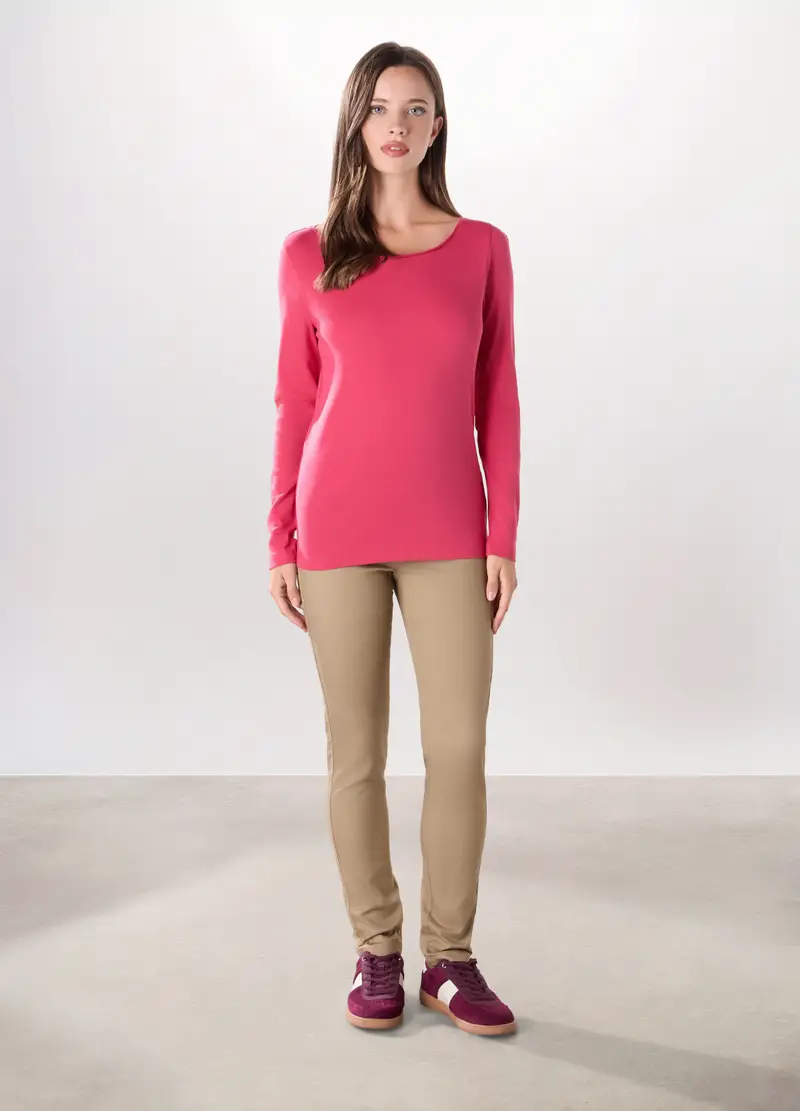 Treggings In Misto Cotone Stretch Donna, Beige chiaro