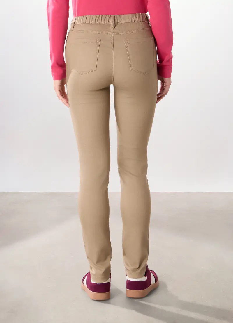 Treggings In Misto Cotone Stretch Donna, Beige chiaro miniatura 2