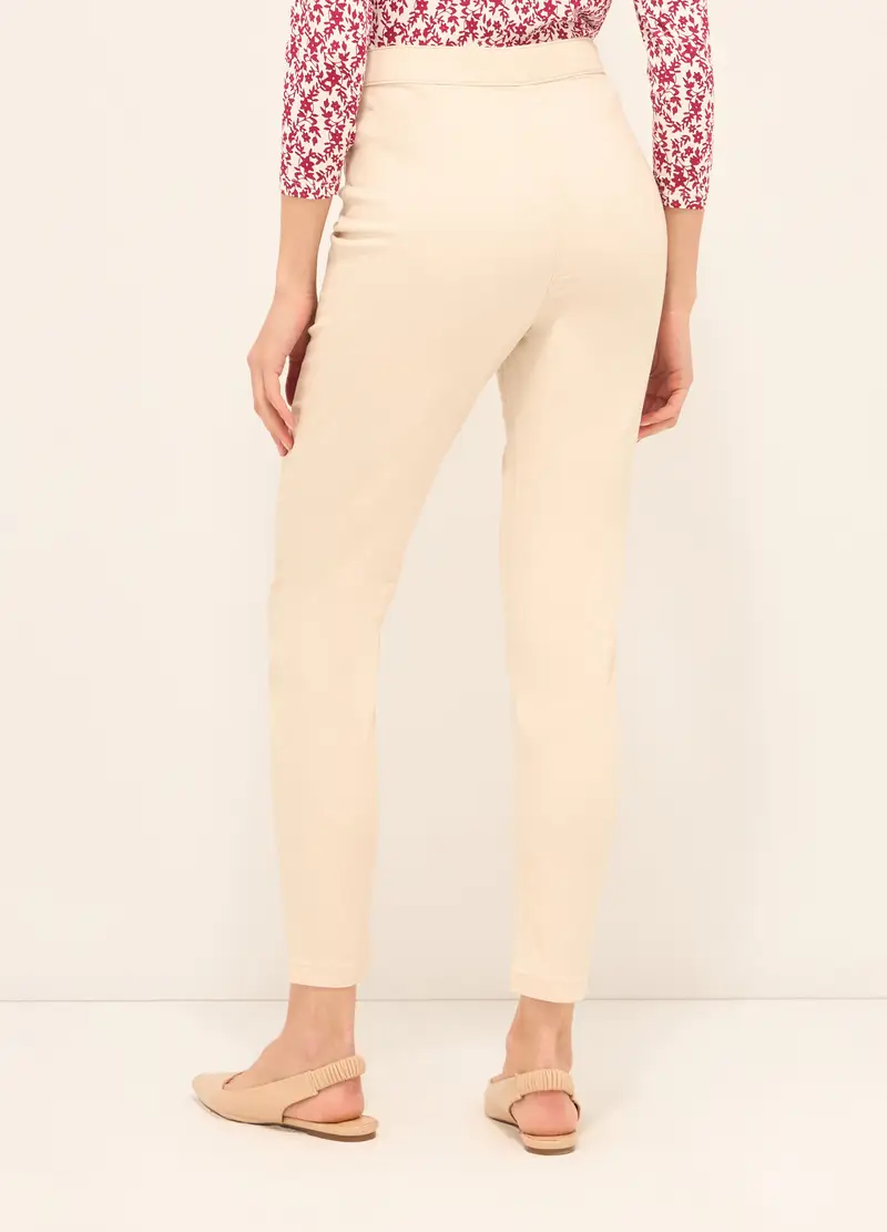Treggings In Misto Cotone Stretch Donna, Bianco avorio miniatura 2