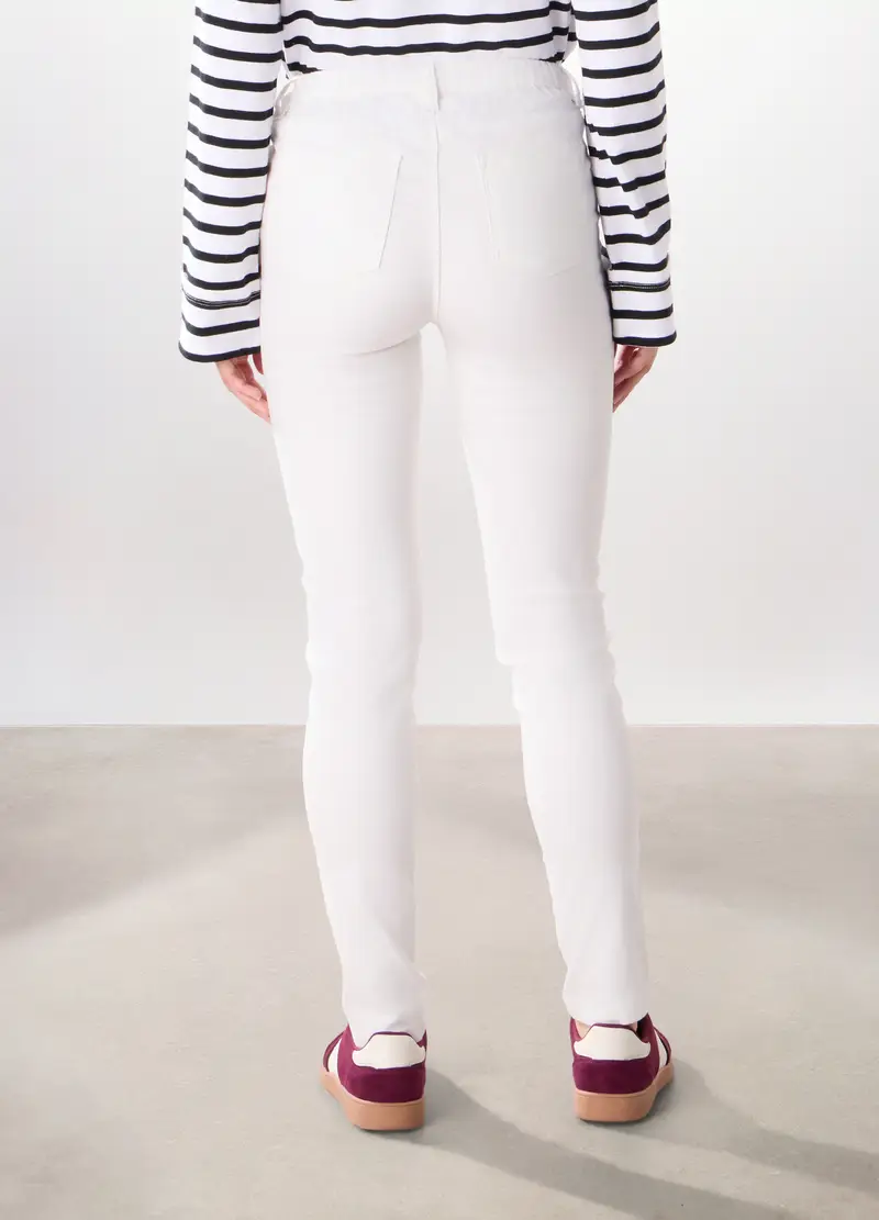 Treggings In Misto Cotone Stretch Donna, Bianco gesso miniatura 2