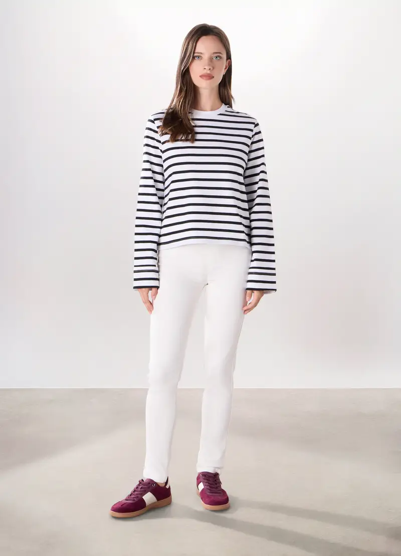 Treggings In Misto Cotone Stretch Donna, Bianco gesso