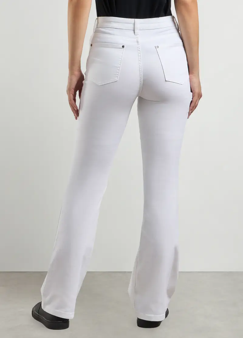 Treggings In Misto Cotone Stretch Donna, Bianco gesso miniatura 2