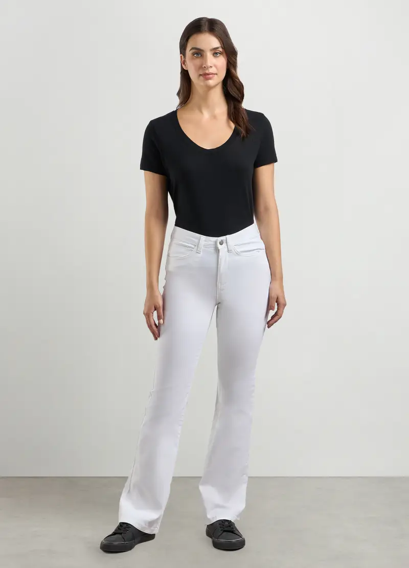 Treggings In Misto Cotone Stretch Donna, Bianco gesso