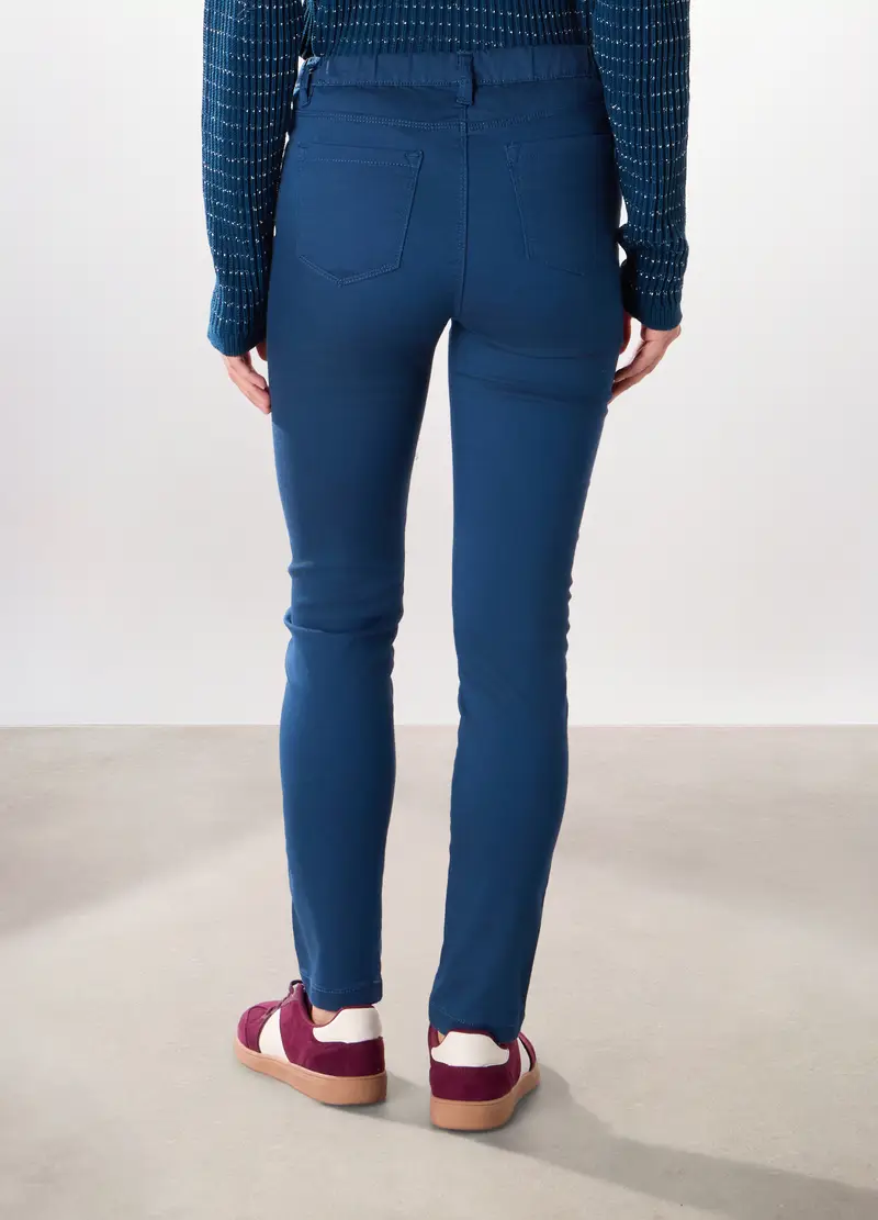 Treggings In Misto Cotone Stretch Donna, Blu Bluette miniatura 2