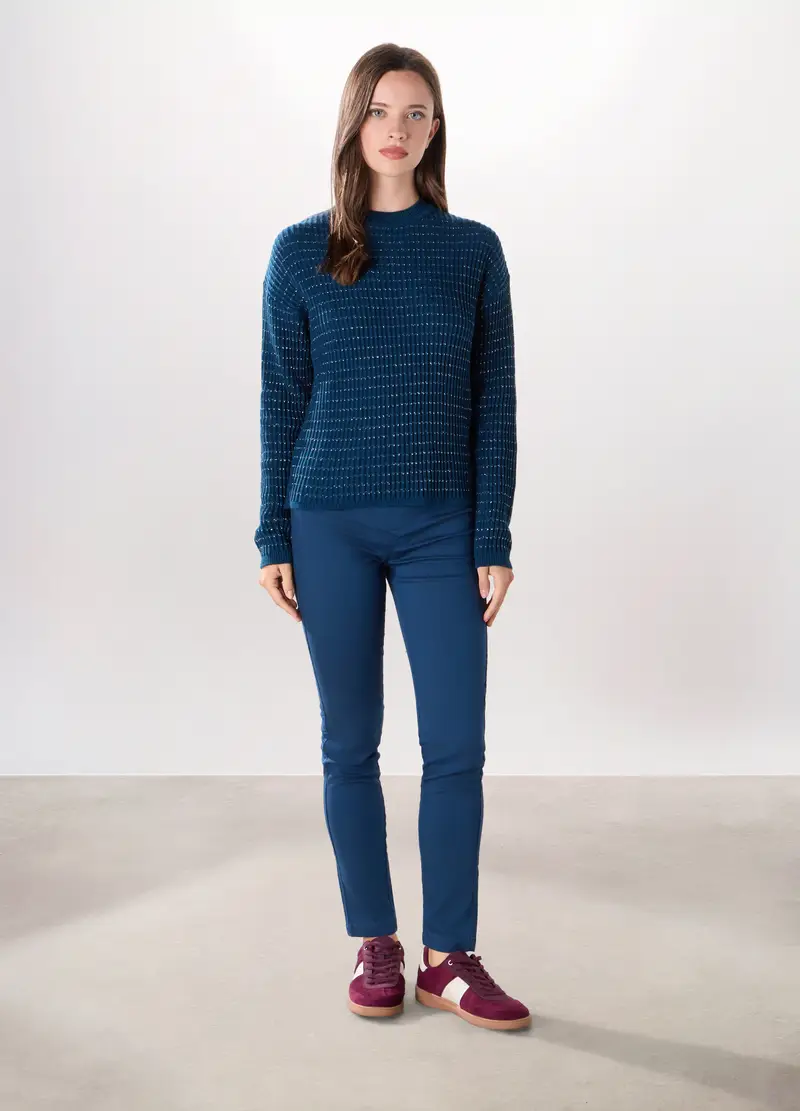 Treggings In Misto Cotone Stretch Donna, Blu Bluette