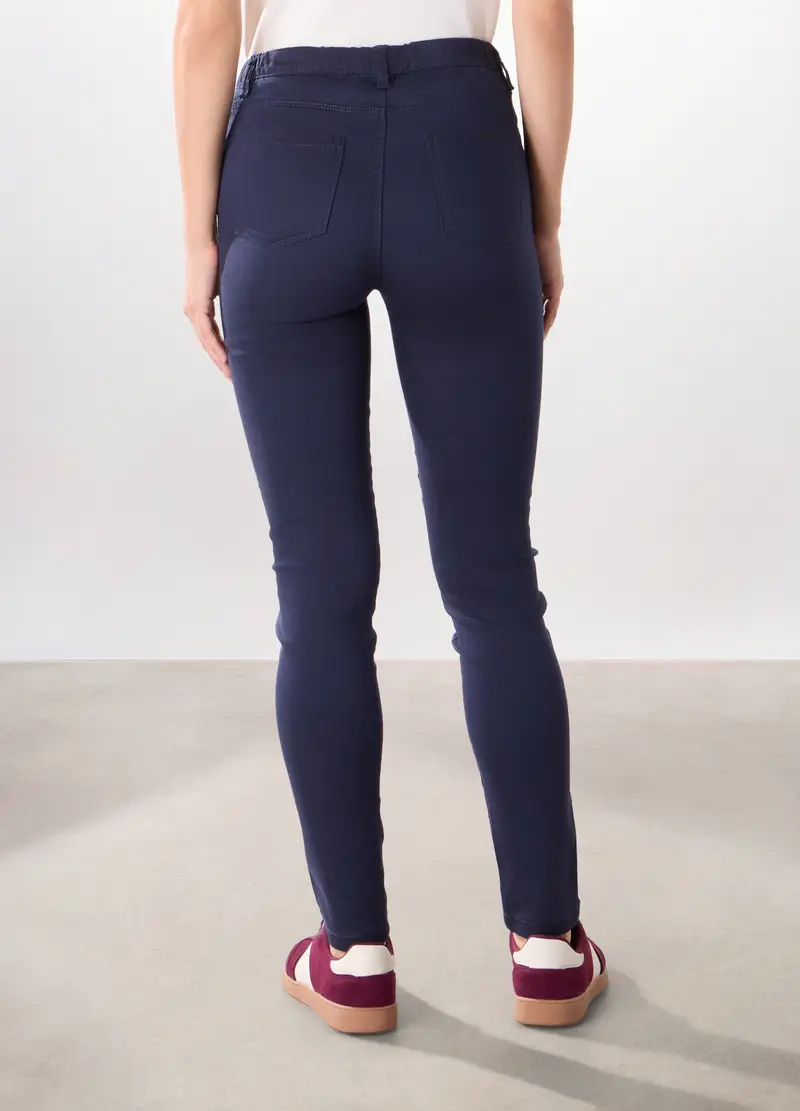 Treggings In Misto Cotone Stretch Donna, Blu scuro miniatura 2