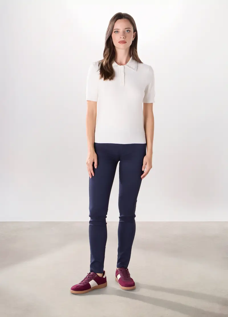 Treggings In Misto Cotone Stretch Donna, Blu scuro