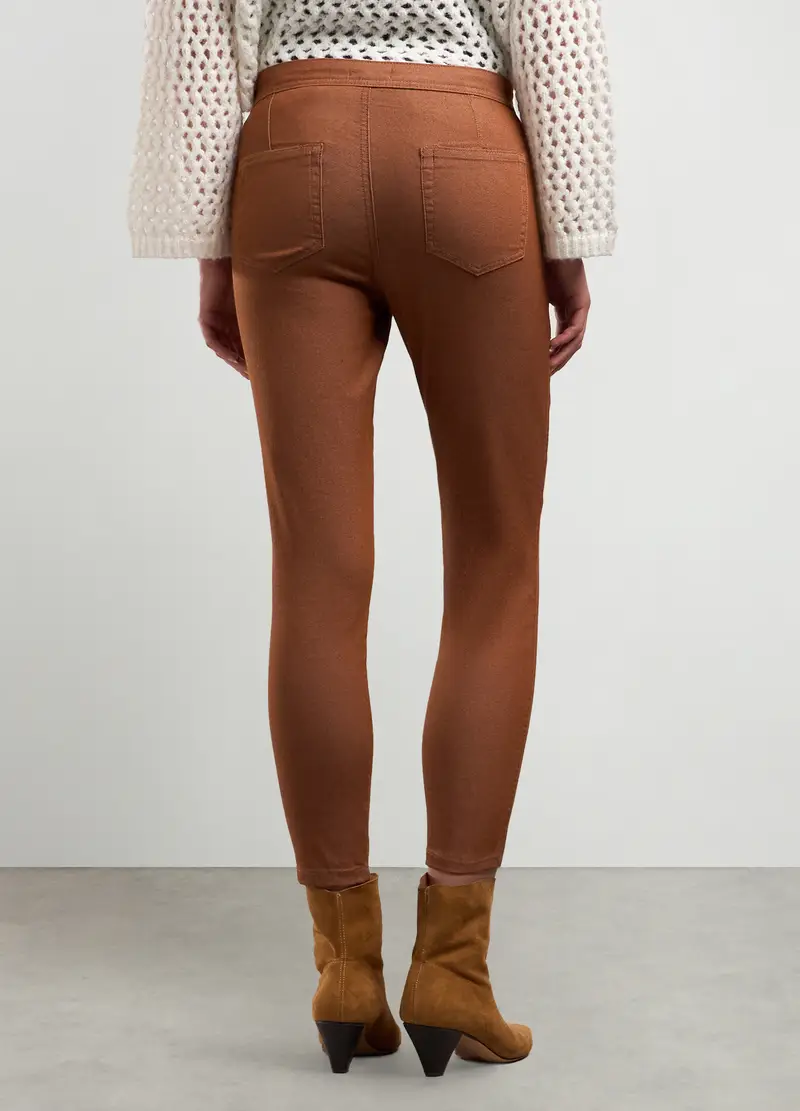 Treggings In Misto Cotone Stretch Donna, Marrone cognac miniatura 2