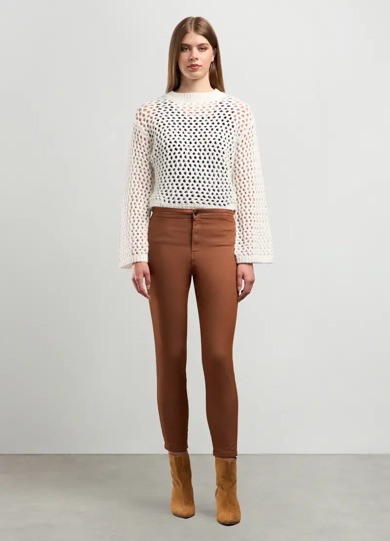 Treggings In Misto Cotone Stretch Donna, Marrone cognac